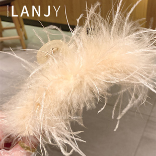 氛围感羽毛抓夹气女质优雅后脑勺盘发夹大号鲨鱼夹适合多发量发饰