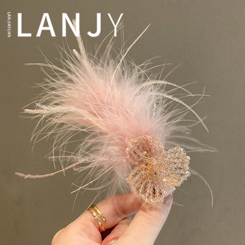 韩系超仙粉色羽毛发夹精致超闪水钻侧边夹高级感重工水晶发卡发饰,饰品/流行首饰/时尚饰品新,发饰,淘宝优惠券,粉丝福利购,淘宝优惠卷