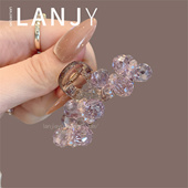 超闪满钻紫色水晶小号鲨鱼夹时尚 洋气公主头侧边夹刘海夹抓夹发饰