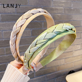 发箍女森系新款 绿色麻花辫高颅顶发卡简约小清新外出百搭头箍头饰