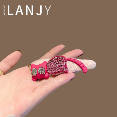 韩国粉色甜美小猫发夹