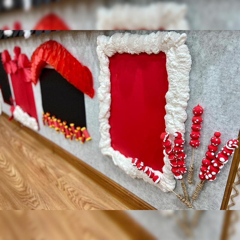 新年元旦幼儿园环创创厅意主题墙彩色卡纸教室大走廊布置装饰道具