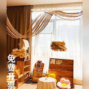 幼儿秋天环创材料雪梨纸布景装饰阅读园区氛围感环创竹排吊饰装饰