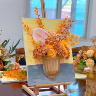 法式油画插花半壁花瓶材料包三八女神节团建永生花插花装饰画