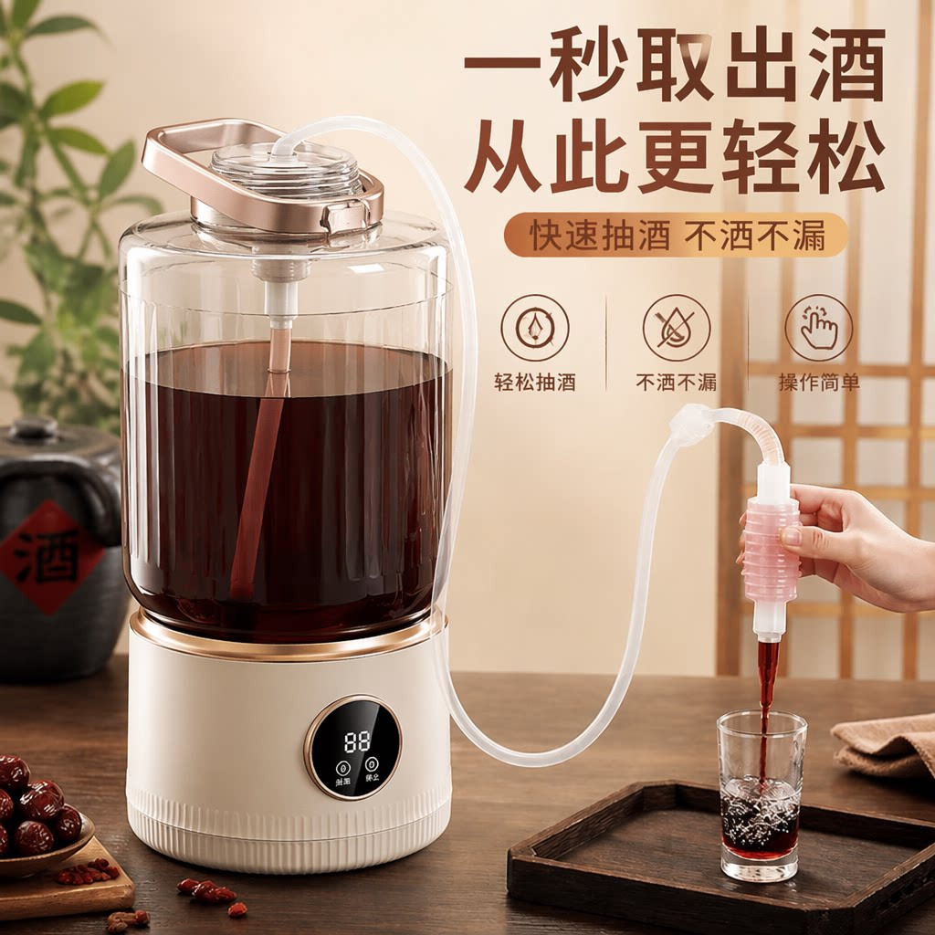 抽酒神器自动虹吸管食品级打酒神器硅胶食品级白酒葡萄酒抽酒全新