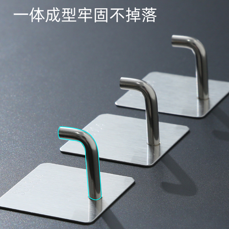 不锈钢挂钩免打孔强力承重粘胶门后挂衣钩子客厅厨房宿舍墙壁挂钩