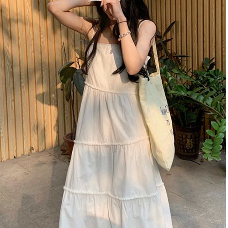 茶歇裙抹胸跨境防晒衣度假套装吊带连衣裙沙滩两件套  海边+法式