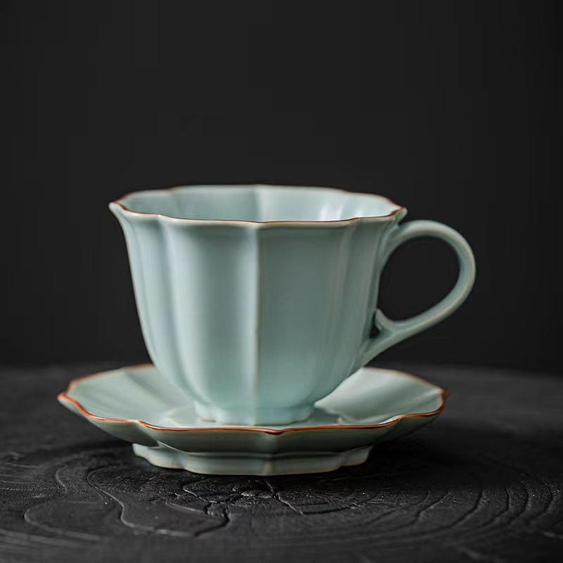 汝窑咖啡杯主人杯开片可养陶瓷