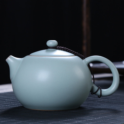 汝窑天青西施壶开片可养单壶