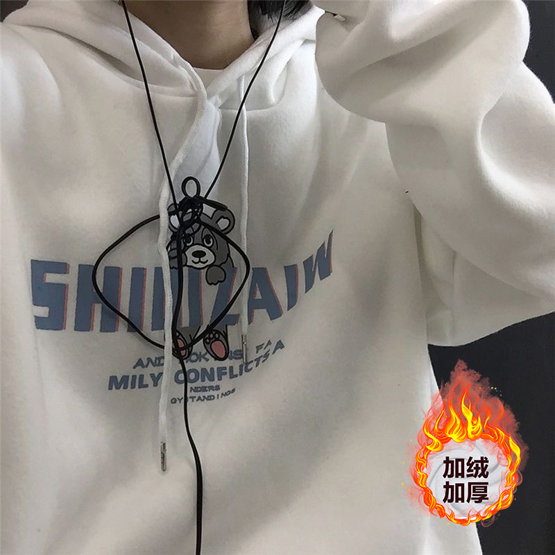 卫衣女2023年新款早春宽松ins薄款设计感小众衣服连帽卡通上衣潮-第4张图片-提都小院