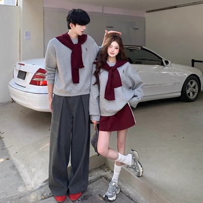 小众韩版春秋法式情侣一裙一衣