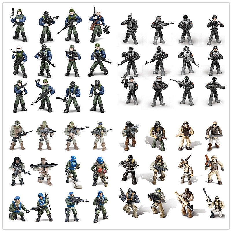 翔竣1:35多关节可动特种兵人事积木沙盒人仔模型手办特警玩具