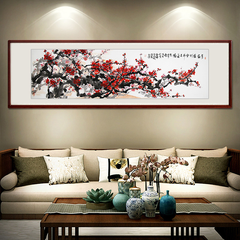 省美协邓顺成手绘原创字画梅开五福花鸟国画中式客厅办公装饰定制