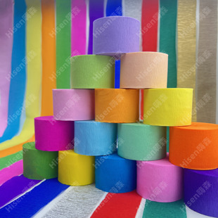 彩色皱纹纸卷节日装扮开学教室布置秋游生日氛围场景幼儿园手工纸