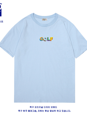欧美英文字母 GOLF WANG 3D多色短袖纯棉情侣圆领宽松简约T高街风