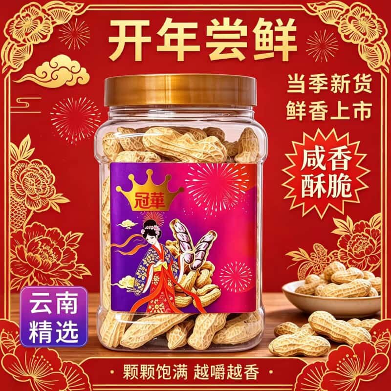 冠华云南七彩咸干花生200g罐装