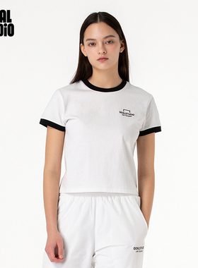GOALSTUDIO 女士全棉拼色短袖T恤运动夏季新款潮牌圆领上衣