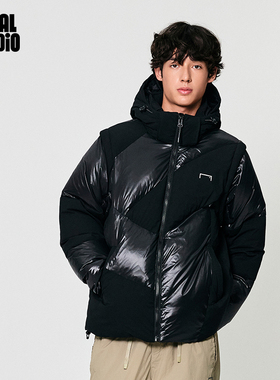 GOALSTUDIO冬季新款车静媛同款加厚羽绒服斜纹立领连帽外套