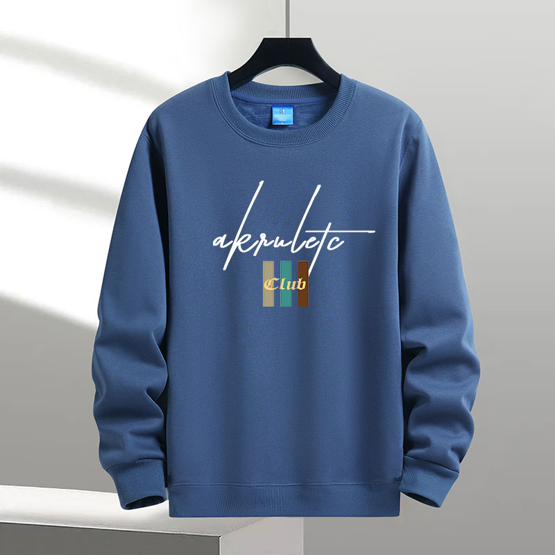 秋冬国潮宽松加绒加厚圆领卫衣男