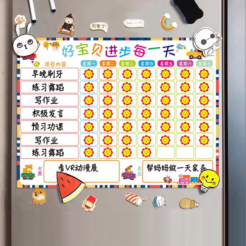 儿童成长自律表贴墙奖励积分卡片