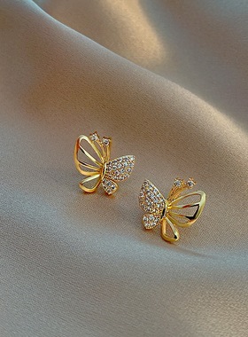 奥莱折柜捡18金镂空蝴钉olts女饰特斯扣店撤漏K蝶耳ute配