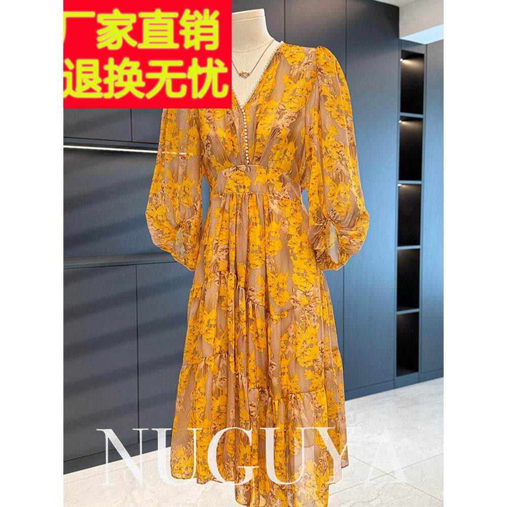 时尚休闲妈妈服雪纺连衣裙夏季女式短袖新款百搭中年宽松裙
