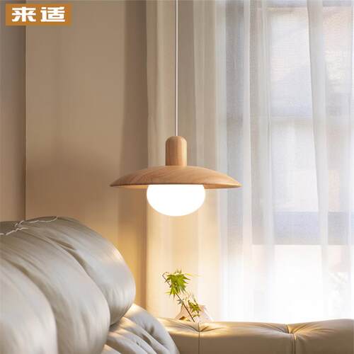 餐厅灯实原木质吊灯北欧风现代简约吧台床头民宿饭厅三头日式灯具