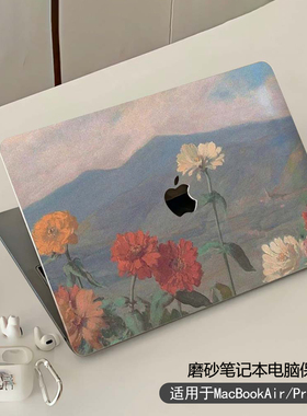 油画风适用苹果macbookair保护壳mac笔记本2025款M4电脑pro套macpro14寸13透明macbookairm2膜M1配件2023软16