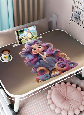 紫色小公主床上学习桌可折叠笔记本电脑桌卧室办公阅读桌飘窗小桌子看绘本学生宿舍写字儿童书桌懒人简易桌板