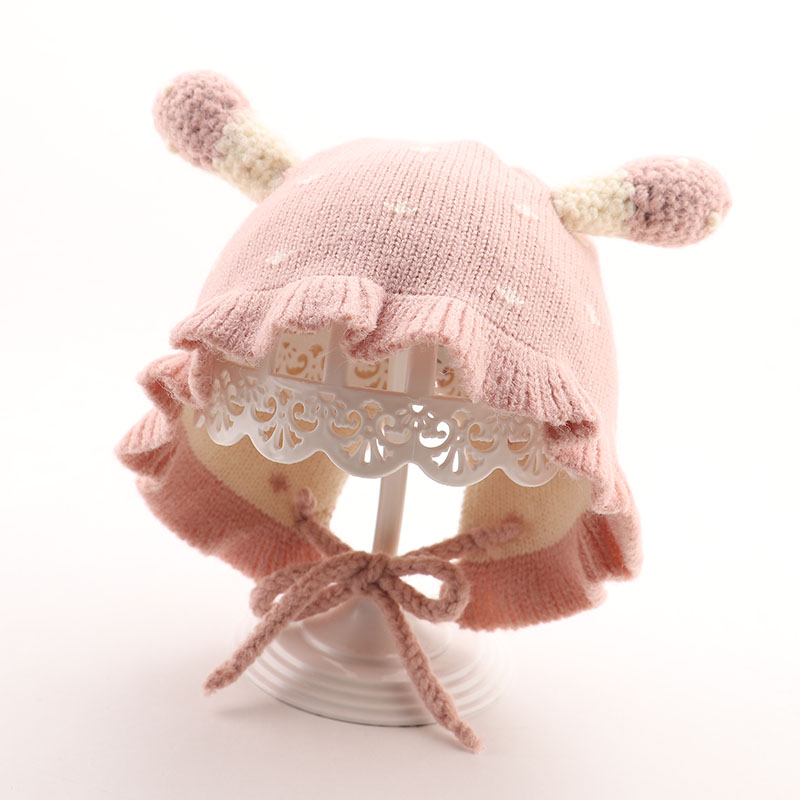 婴儿帽子秋冬季女宝宝护耳公主毛线帽保暖小女孩婴幼儿女童针织帽