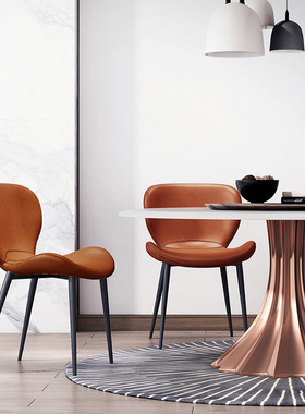 和顿创意餐椅家用北欧轻奢高端现代简约休闲靠背凳子皮椅562A
