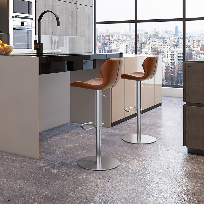 和顿轻奢吧台椅家用高脚凳升降旋转酒吧椅北欧意式现代简约730