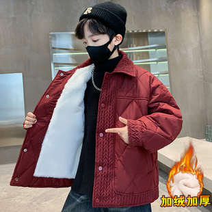 男童外套秋冬款2025新款儿童男孩二棉中大童冬季加绒加厚夹棉棉服