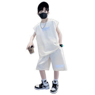 男童夏装套装2026新款儿童夏季薄款中大童运动男孩纯棉背心两件套
