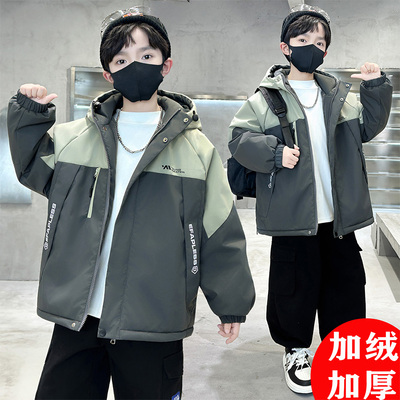 男童外套秋冬款2025新款儿童男孩二棉中大童冬季加绒加厚夹棉棉服