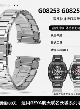 泰琴适用Geya格雅航天联名长城系列G08253 G08251精钢手表带 26mm