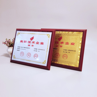 高新技术企业证书科技型中小企业牌匾医院感谢牌协会授权奖牌定做