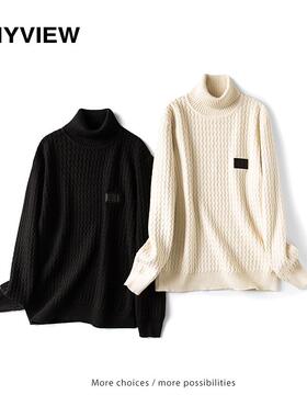 ANYVIEW男装[专柜同款]针织衫波浪纹简约高领毛衫时尚百搭毛衣男