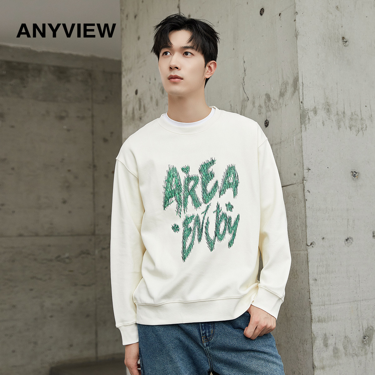 【专柜同款】春秋新款长袖卫衣男个性字母刺绣撞色潮牌小清新