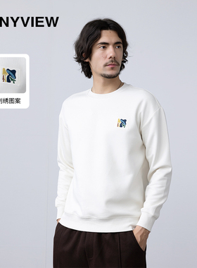 ANYVIEW专柜同款春秋韩版潮牌刺绣印花圆领卫衣套头士上衣潮牌男