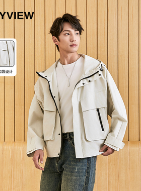 潮牌原创机能运动风衣外套男新款春秋季连帽户外防风痞帅休闲夹克