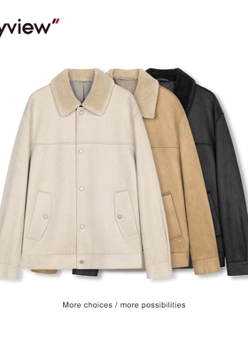 Anyview男装休闲外套单排扣长袖纯色毛领修身保暖夹克V2251J6012