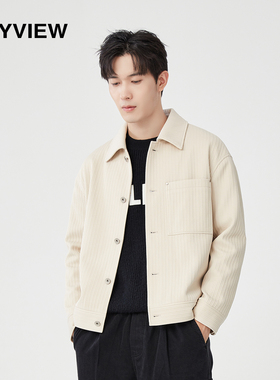 【专柜同款】时尚男装夹克短款翻领外套潮牌休闲商务轻熟装青年