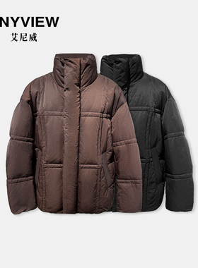 Anyview专柜同款男士羽绒服高克重立领短款宽松90绒青年保暖