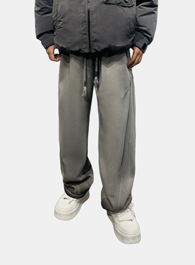 Anyview专柜同款潮牌秋冬保暖宽松直筒休闲裤男抽绳运动裤工装裤