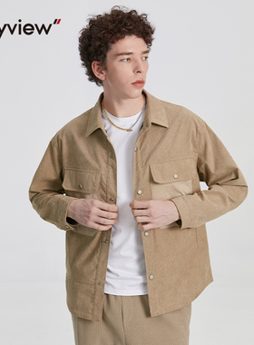 Anyview男装休闲青年外套衬衫式撞色夹克春秋潮流宽松V2231J1009