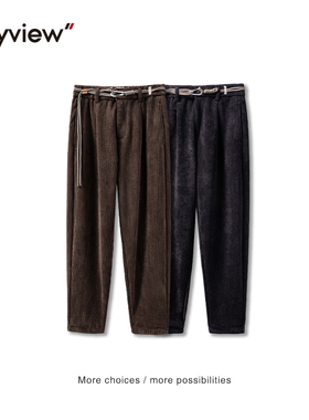 Anyview男装青年休闲裤弹力松紧系带宽松秋冬款灯芯绒2251K6007