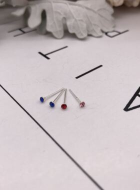 鼻钉纯银个性小钻精致加长鼻钉防过敏经典时尚配饰多颜色欧美热卖