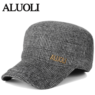 男士帽子平顶帽老年人帽子冬天加厚保暖鸭舌帽男款后封口秋冬护耳