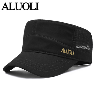 男士平顶帽韩版夏季透气薄款鸭舌帽中老年帽子男款爸爸防晒遮阳帽